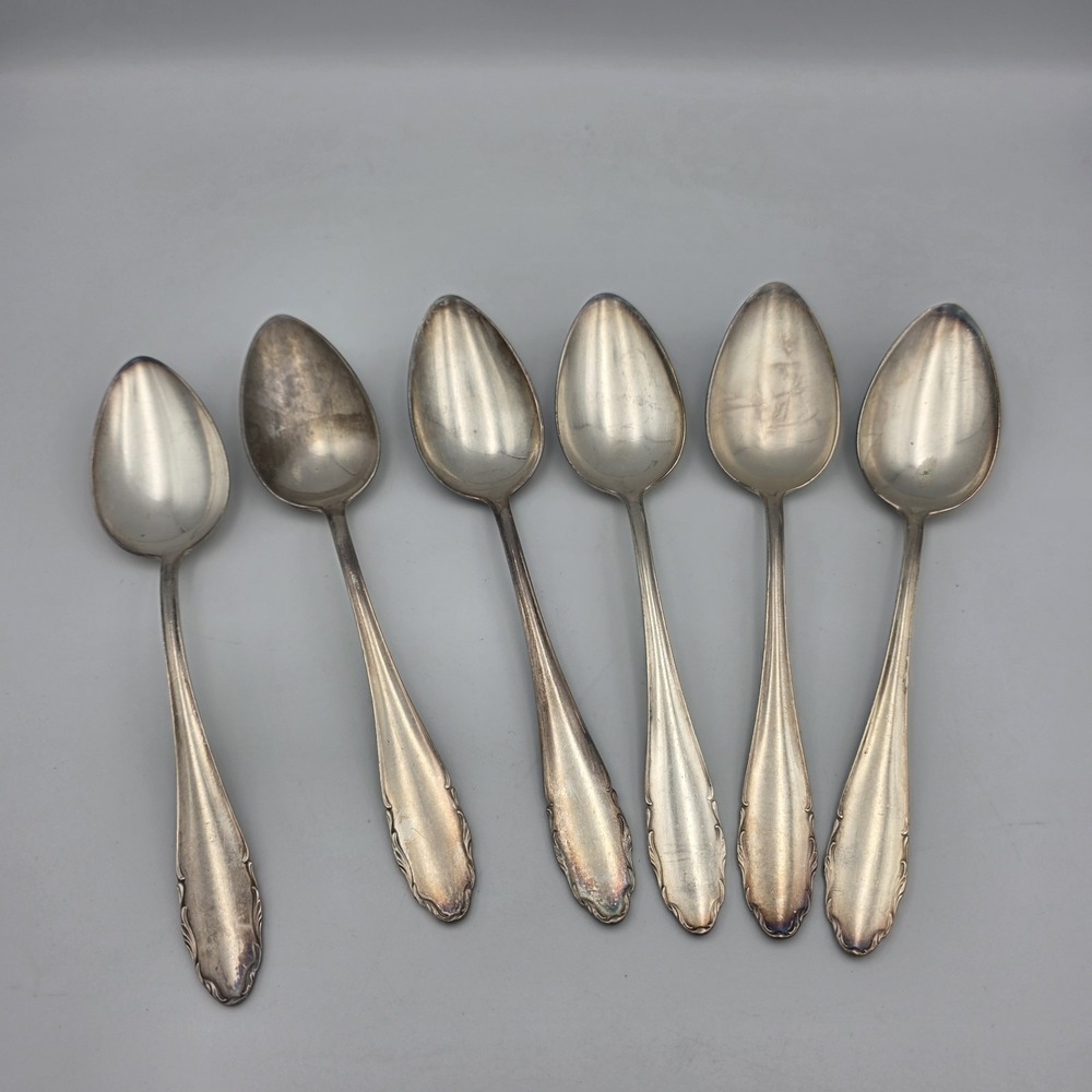 WMF 2200 Germany 6 Dinner Spoons Friodur Scroll Pat 20 Silverplate 8"‎